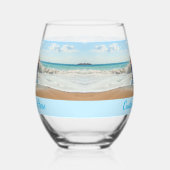 Uw foto en aangepaste tekst gepersonaliseerd wijnglas zonder voet (Rechts)