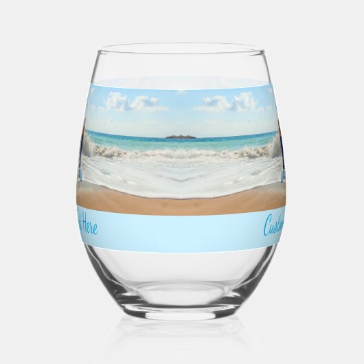 Uw foto en aangepaste tekst gepersonaliseerd wijnglas zonder voet (Rechts)