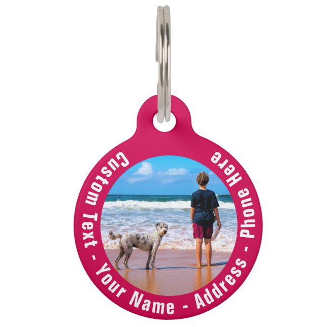 Uw foto en aangepaste tekst gepersonaliseerde Pet  Huisdierpenning (Voorkant)