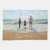 Uw foto en aangepaste tekst keukenhanddoek (Horizontaal)