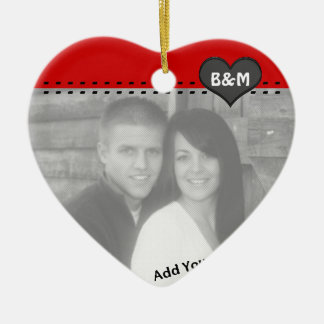 Uw foto en Initialen eerste kerstversiering Keramisch Ornament