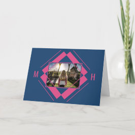 UW foto- en monogram geometrisch wenskaart Notitiekaartje
