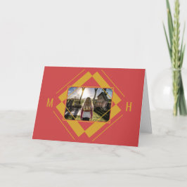 UW foto- en monogram geometrisch wenskaart Notitiekaartje