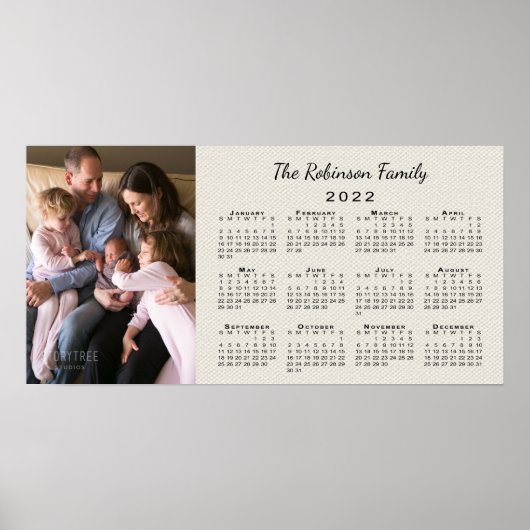 Uw foto en naam 2022 Calendar Faux Canvas Poster (Voorkant)