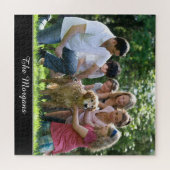 Uw foto en naam, of bericht, in witte script legpuzzel (Horizontaal)