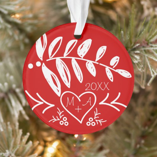 Uw foto en Romatische Initialen in hartkerst Ornament (Boom)