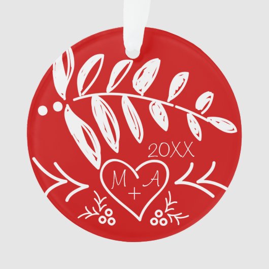 Uw foto en Romatische Initialen in hartkerst Ornament (voorkant)