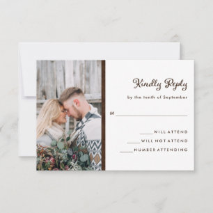 Uw foto en Rustic Wood kijken Weddenschap RSVP Kaartje