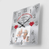 Uw FOTO en TEKST 40e Jubileum cadeaus Vierkante Klok (Hoek)