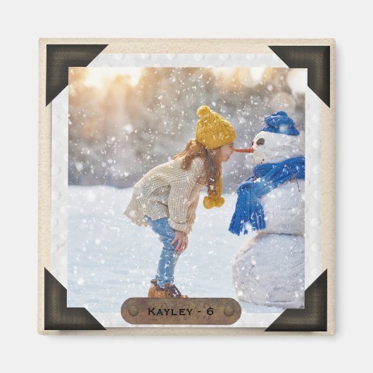 Uw foto en tekst |  fotoalbumhoeken magneet (Voorkant)