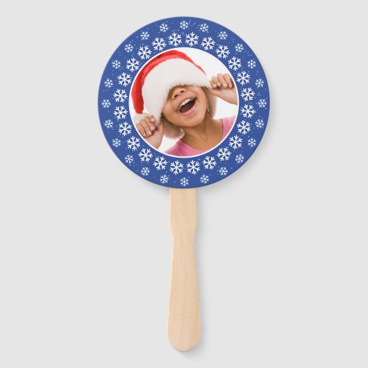 UW FOTO- EN TEKST Sneeuwvlokken Lijst ventilatorse Handwaaier (Voorkant)