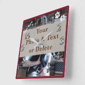 Uw foto- en tekstklok op maat vierkante klok (Hoek)