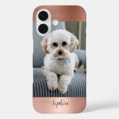 Uw foto, Faux Roos Gold Metal & Script Naam Case-Mate iPhone Case (Achterkant)