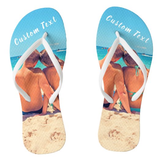 Uw Foto Flip Flops met Aangepaste Tekst (Voetbed)