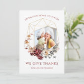 Uw foto Floral Geometric Thanksgiving Feestdagenkaart (Staand voorkant)