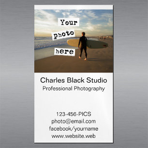 Uw foto-fotografie Professional Plain White Magnetisch Visitekaartje