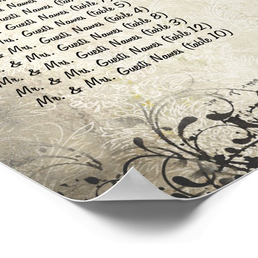 Uw foto Fuchsia Gerber Daisy Seating Chart Poster (Hoek)