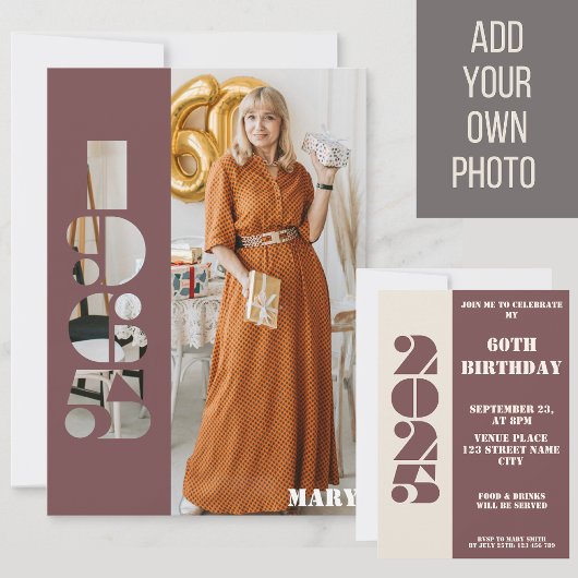 Uw foto geboren 1965 60ste verjaardag Uitnodiging