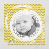 Uw foto Geel & Grijs Chevron Mijn 1e Kerstmis Feestdagenkaart (Voorkant / Achterkant)