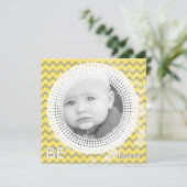 Uw foto Geel & Grijs Chevron Mijn 1e Kerstmis Feestdagenkaart (Staand voorkant)