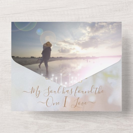 Uw foto Geometric Abstract Gold Lijst All In One Uitnodiging (Achterkant)