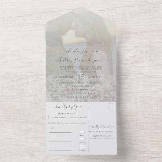 Uw foto Geometric Abstract Gold Lijst All In One Uitnodiging (Binnen)