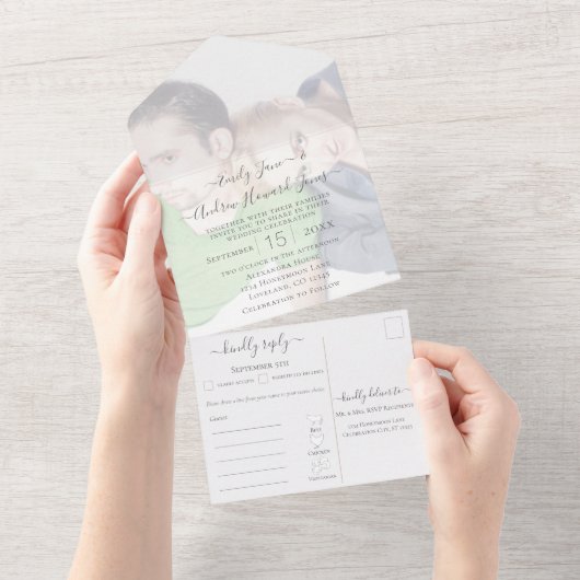 Uw foto Geometric Abstract Gold Lijst All In One Uitnodiging (Afscheurbaar)