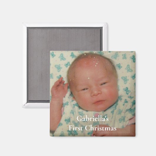 Uw foto Gepersonaliseerde Baby Eerste Kerstdag Magneet (Voorkant / Achterkant)