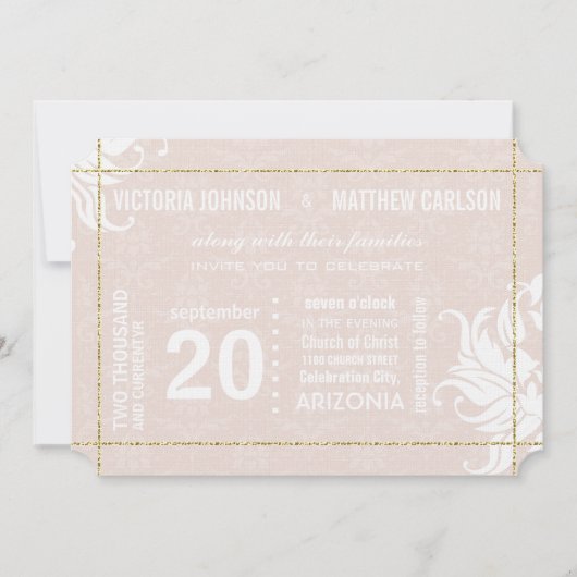 Uw foto Gold Blush Koraal Roze Bloemen Huwelijk Kaart (Voorkant)