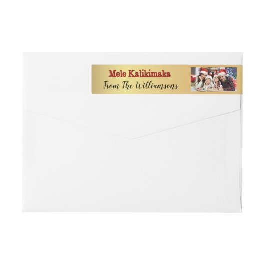 Uw foto Gold Mele Kalikimaka Return Address (Achterkant)