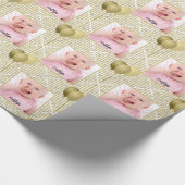 Uw foto goud/wit eenvoudige strepen patroon cadeaupapier (Hoek)
