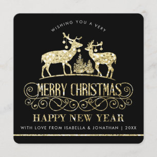 Uw foto Gouden Glitter Reindeer Stags Kaart