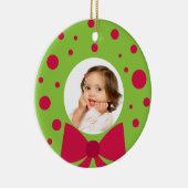 Uw foto Green Wreath Lijst kerstversiering Keramisch Ornament (Rechts)