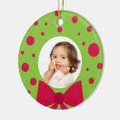 Uw foto Green Wreath Lijst kerstversiering Keramisch Ornament (Links)