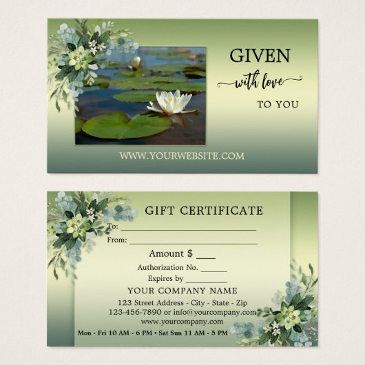 Uw foto Groen onthax het cadeaubon van Beauty Spa Visitekaartje (Voorkant /achterkant)