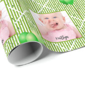 Uw foto Groen/Wit Eenvoudige Stripes Patroon Cadeaupapier (Rol Hoek)