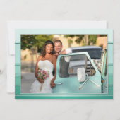 Uw foto Groene Gestreepte Bruiloft Dank u Kaart (Voorkant)