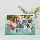 Uw foto Groene Gestreepte Bruiloft Dank u Kaart (Staand voorkant)