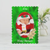 Uw Foto: Groene Kerst Ovaal Afbeelding Lijst Feestdagenkaart (Staand voorkant)