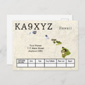 Uw foto Hawaii Shaped Cutout Custom QSL Briefkaart (Voorkant / Achterkant)