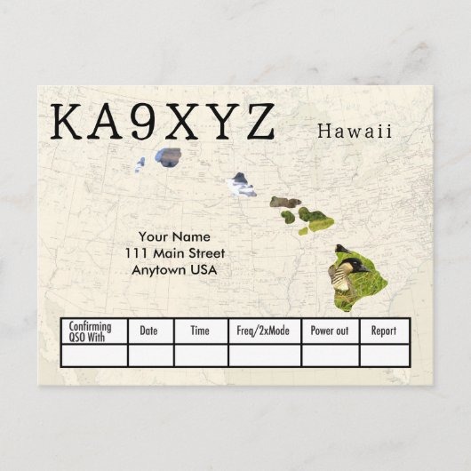 Uw foto Hawaii Shaped Cutout Custom QSL Briefkaart (Voorkant)