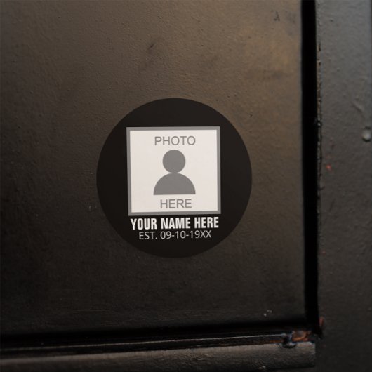Uw foto hier Naam en Leeftijd Ronde Sticker