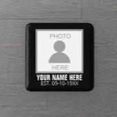 Uw foto hier Naam en Leeftijd Vierkante Button 5,1 Cm