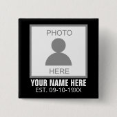 Uw foto hier Naam en Leeftijd Vierkante Button 5,1 Cm (Voorkant)