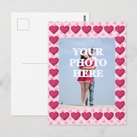 Uw foto hier omlijst harten briefkaart (Voorkant / Achterkant)