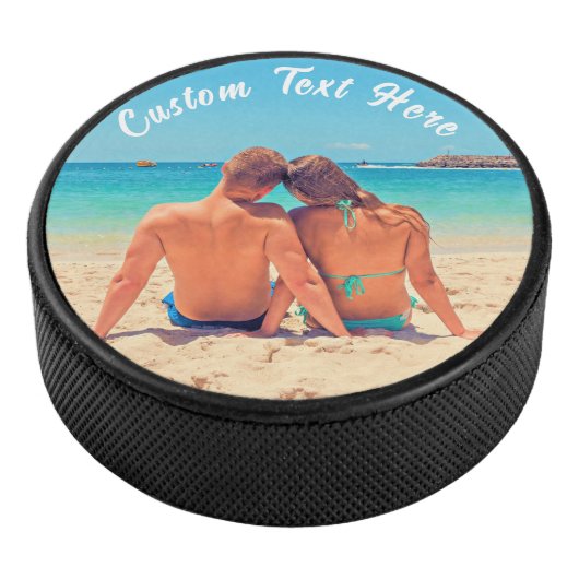 Uw foto Hockey Puck met aangepaste tekst (3/4)