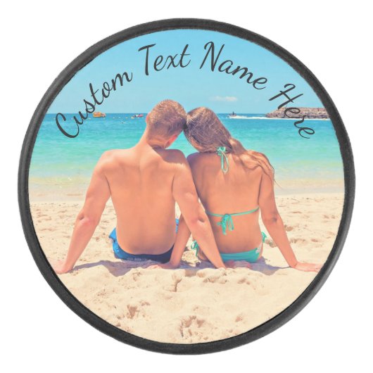 Uw foto Hockey Puck met aangepaste tekstnaam (Voorkant)