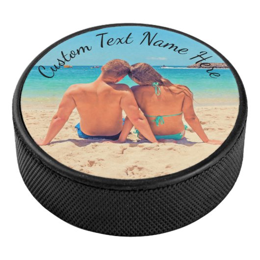 Uw foto Hockey Puck met aangepaste tekstnaam (3/4)