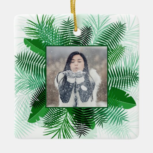 UW FOTO in een bladvormig Lijst Keramisch Ornament (Voorkant)