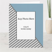 Uw foto in een blauwe en grijze Vaderdag Kaart (Voorkant)